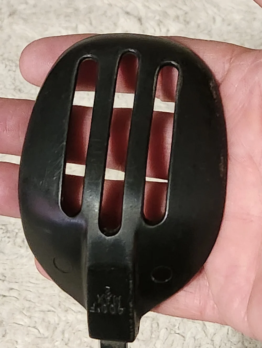 Vintage Ekco Black Nylon Slotted Spoon Utensil Stainless Steel Handle 12